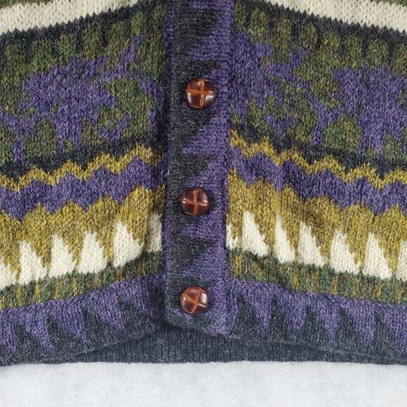 L Ireland Kolor Knits Wool Vest Sawtooth Vintage Button Cardigan Stripes Grandma - Picture 9 of 9